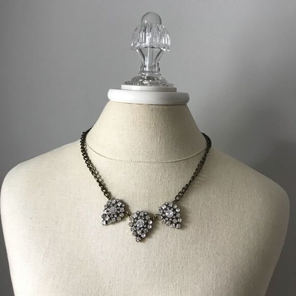 Embellished necklace Gold & Clear Crystals - Picture 2 of 4